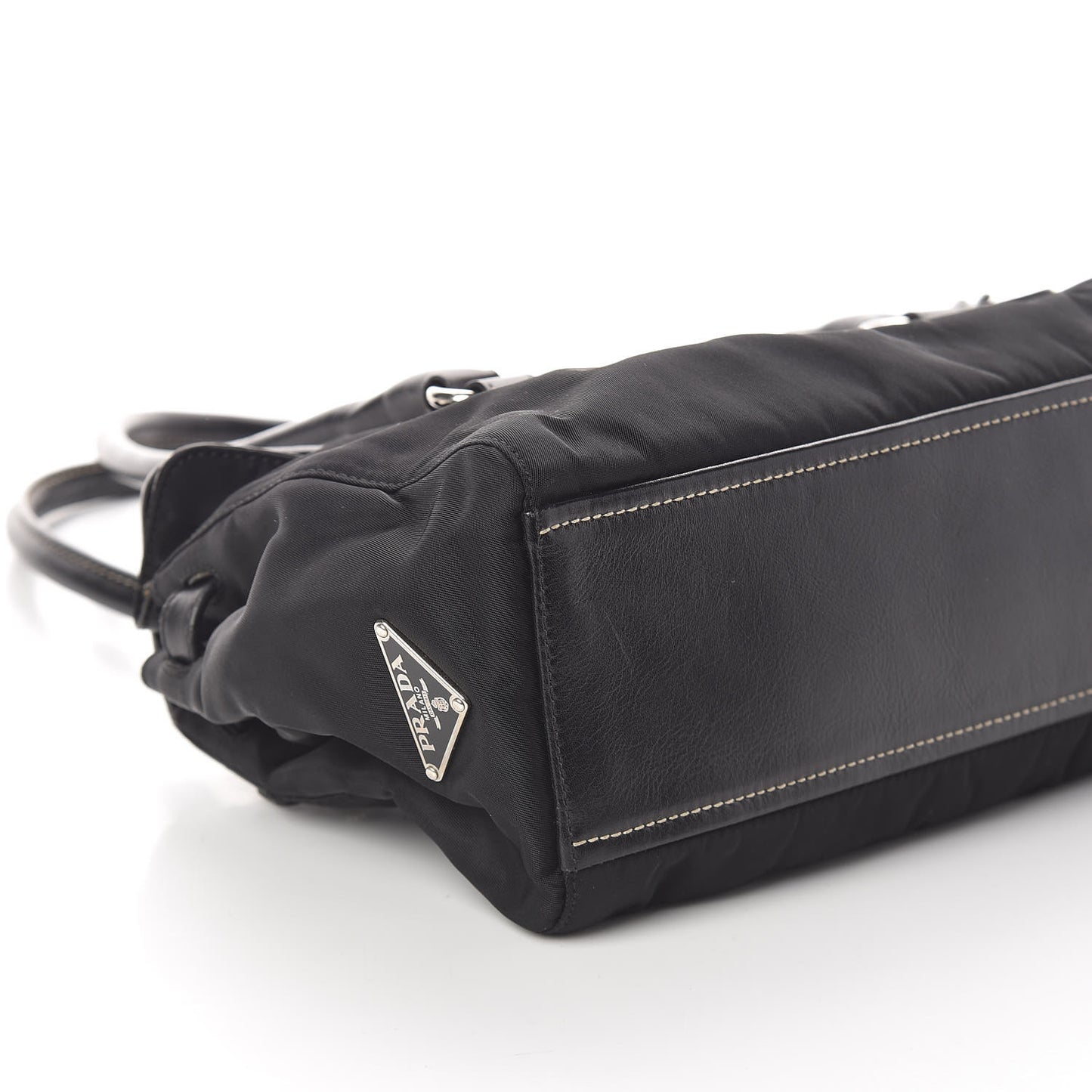 Tessuto Nylon Vitello Foldover Pushlock Satchel Black