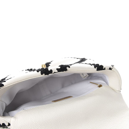 Chanel Calfskin Crochet Medium 19 Flap White Black 5 of 10