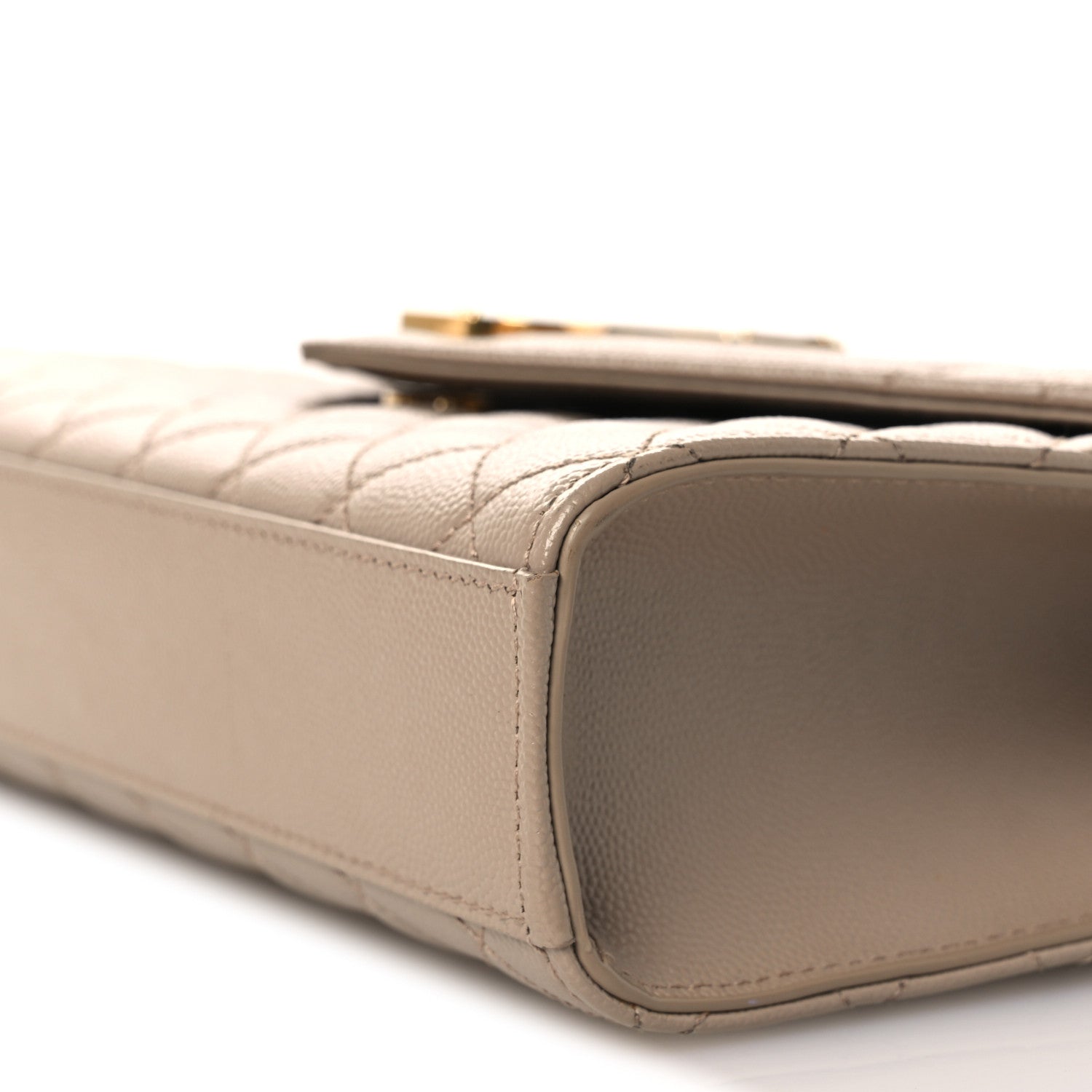 Saint Laurent Grain De Poudre Textured Mixed Matelasse Medium Triquilt Monogram Satchel Dark Beige 9 of 13