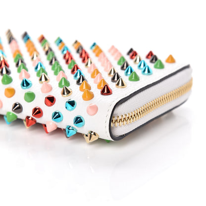 Christian Louboutin Calfskin Panettone Spiked Zip Around Wallet White 7 of 9
