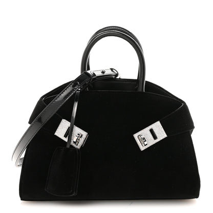 Salvatore Ferragamo Velvet Strass XS Hug Bag Black 1 of 9