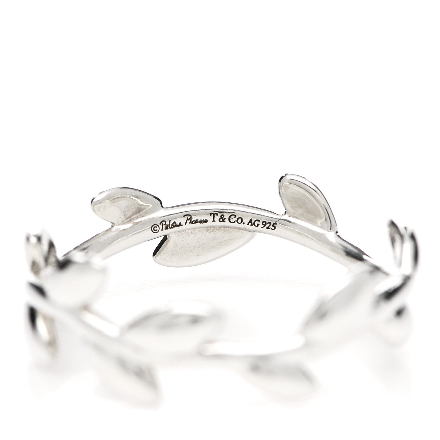 Tiffany Sterling Silver Paloma Picasso Narrow Olive Leaf Band Ring 52 6 4 of 5