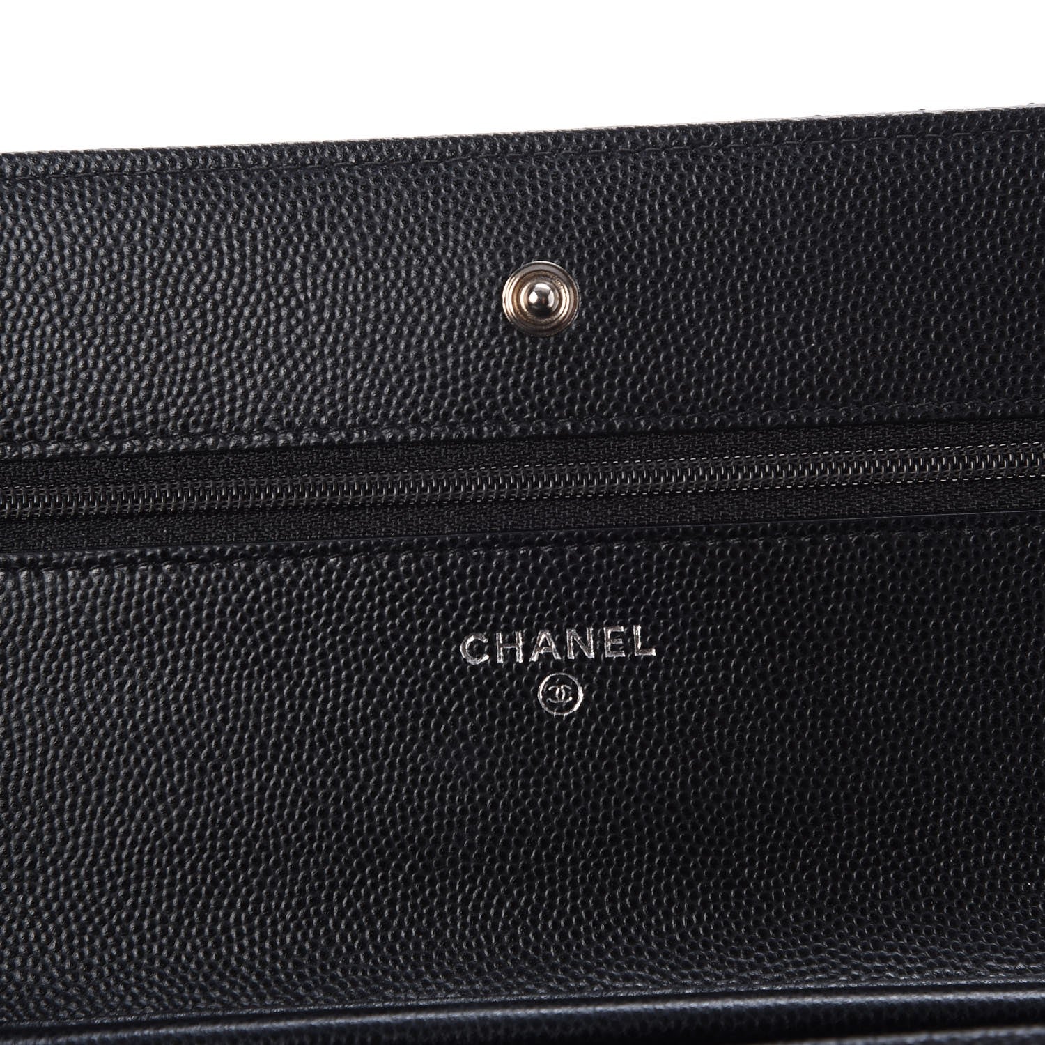 Chanel Caviar Chevron Quilted Wallet On Chain WOC Black 6 of 9