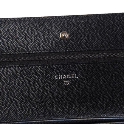 Chanel Caviar Chevron Quilted Wallet On Chain WOC Black 6 of 9