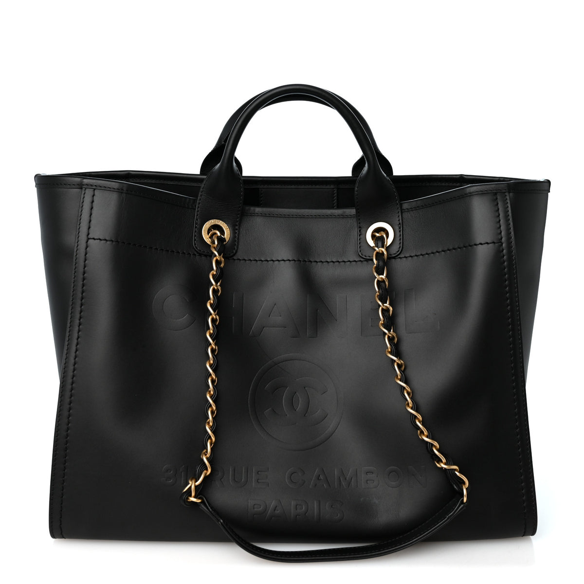 Calfskin Medium Deauville Tote Black
