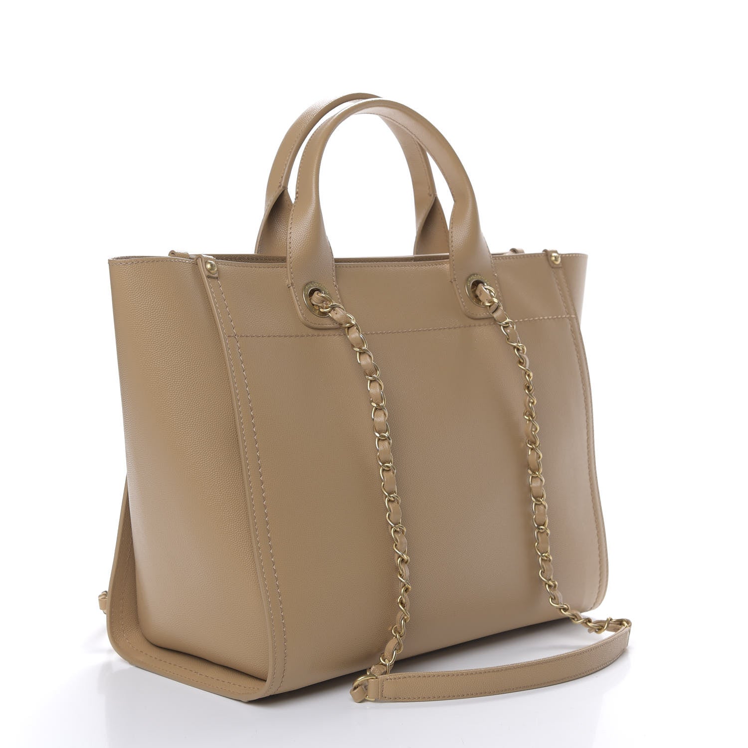 Chanel Caviar Small Studded Deauville Tote Beige 2 of 9