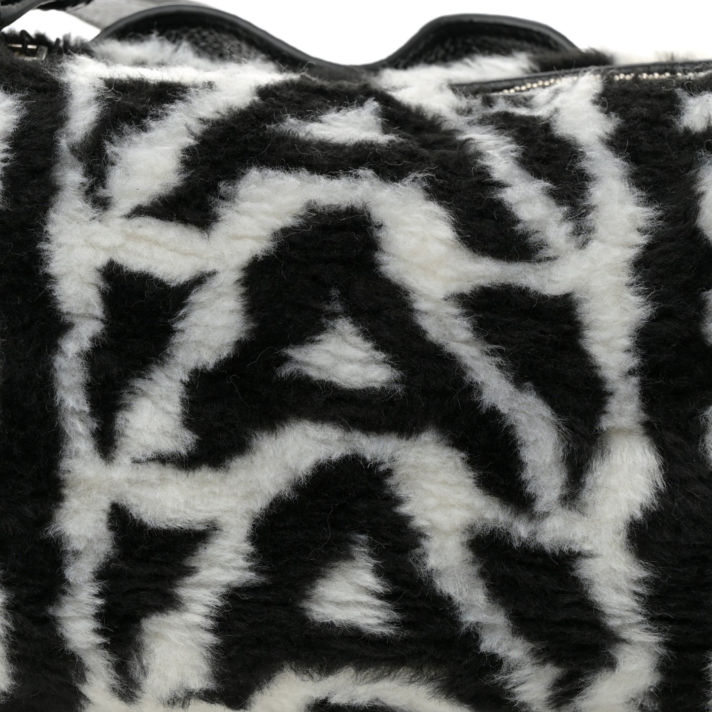 Faux Fur The Duffle Top Handle Bag Black White