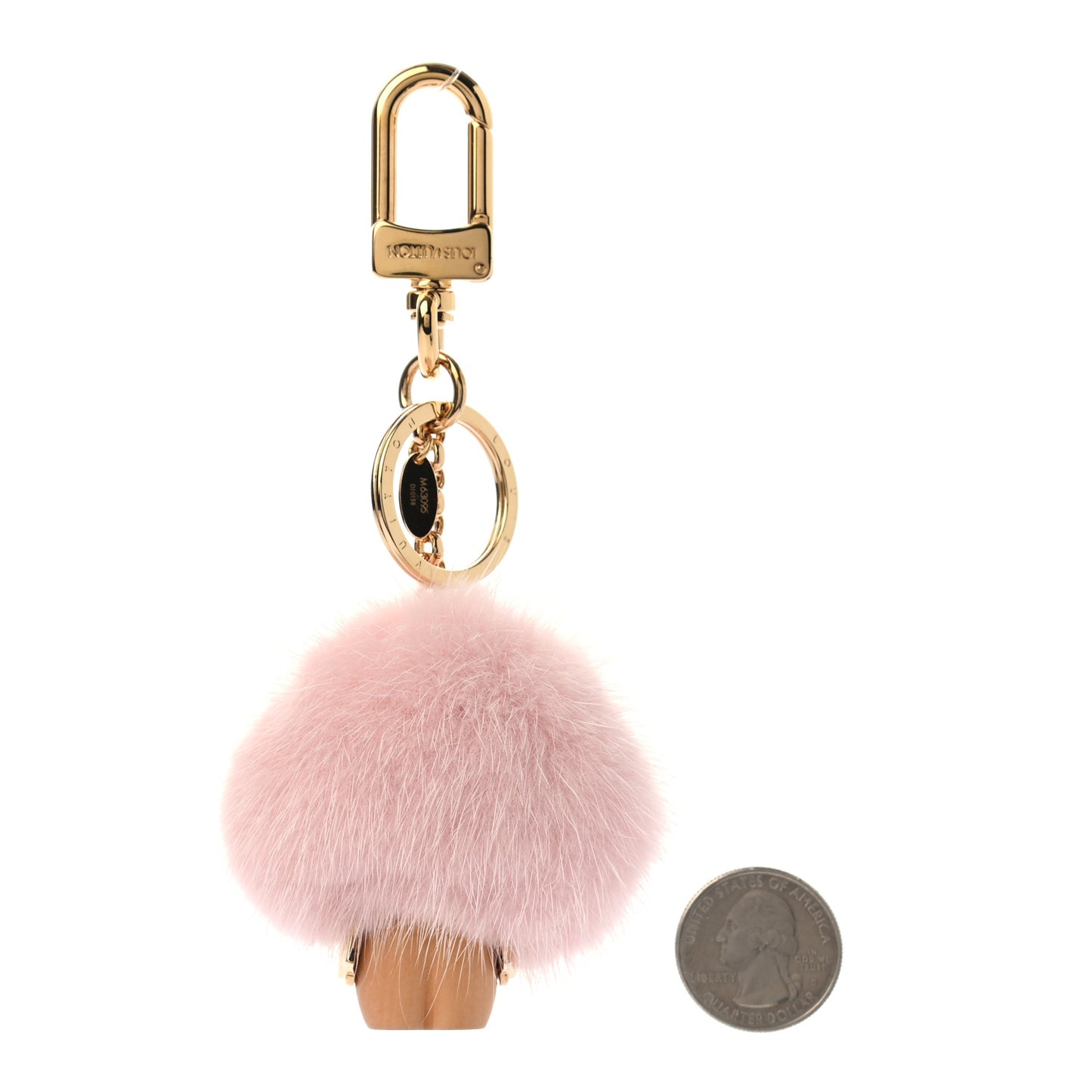 Resin Wood Mink Fur Vivienne Bag Charm Key Holder Pink