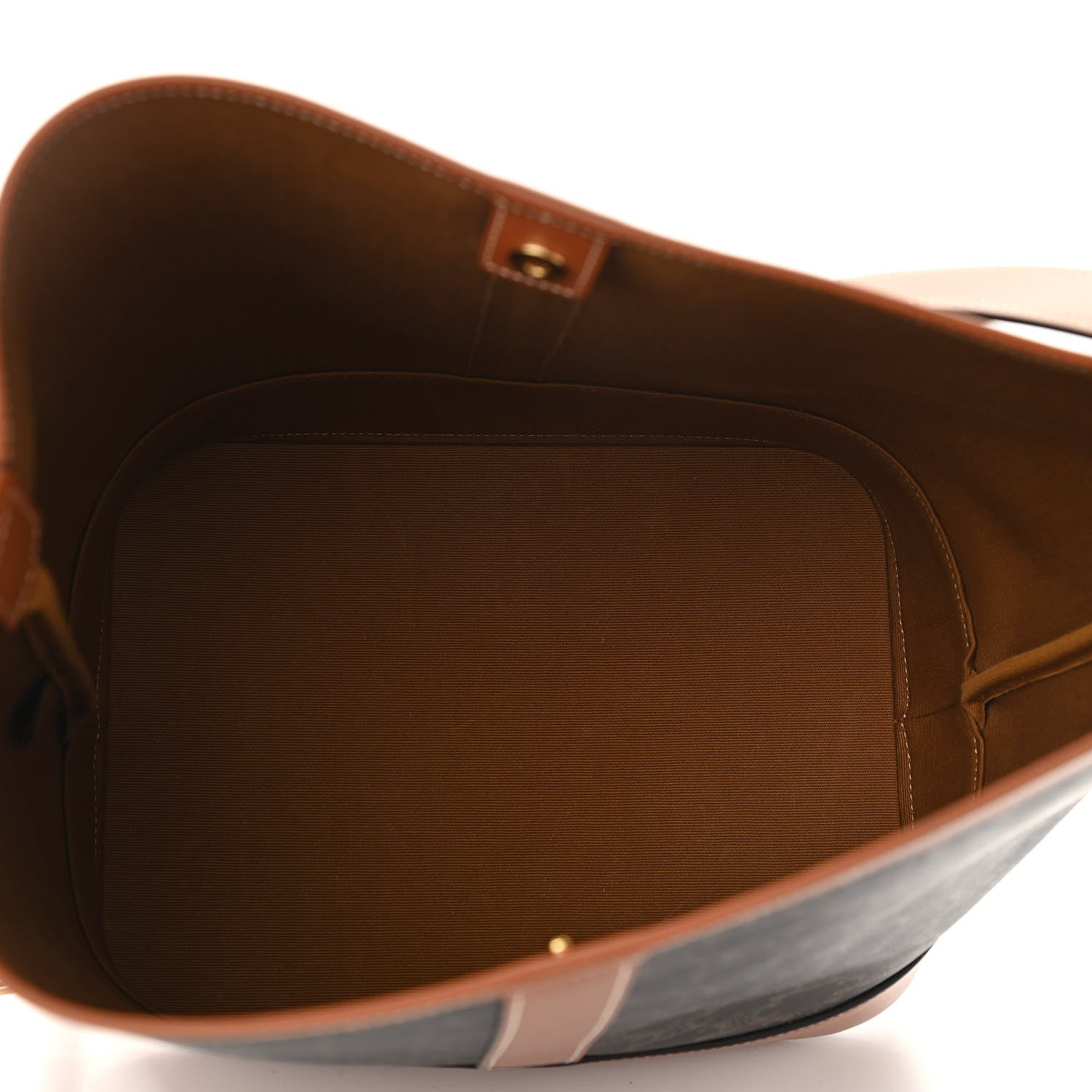 Celine Triomphe Canvas Calfskin Medium Bucket Bag Tan 9 of 11