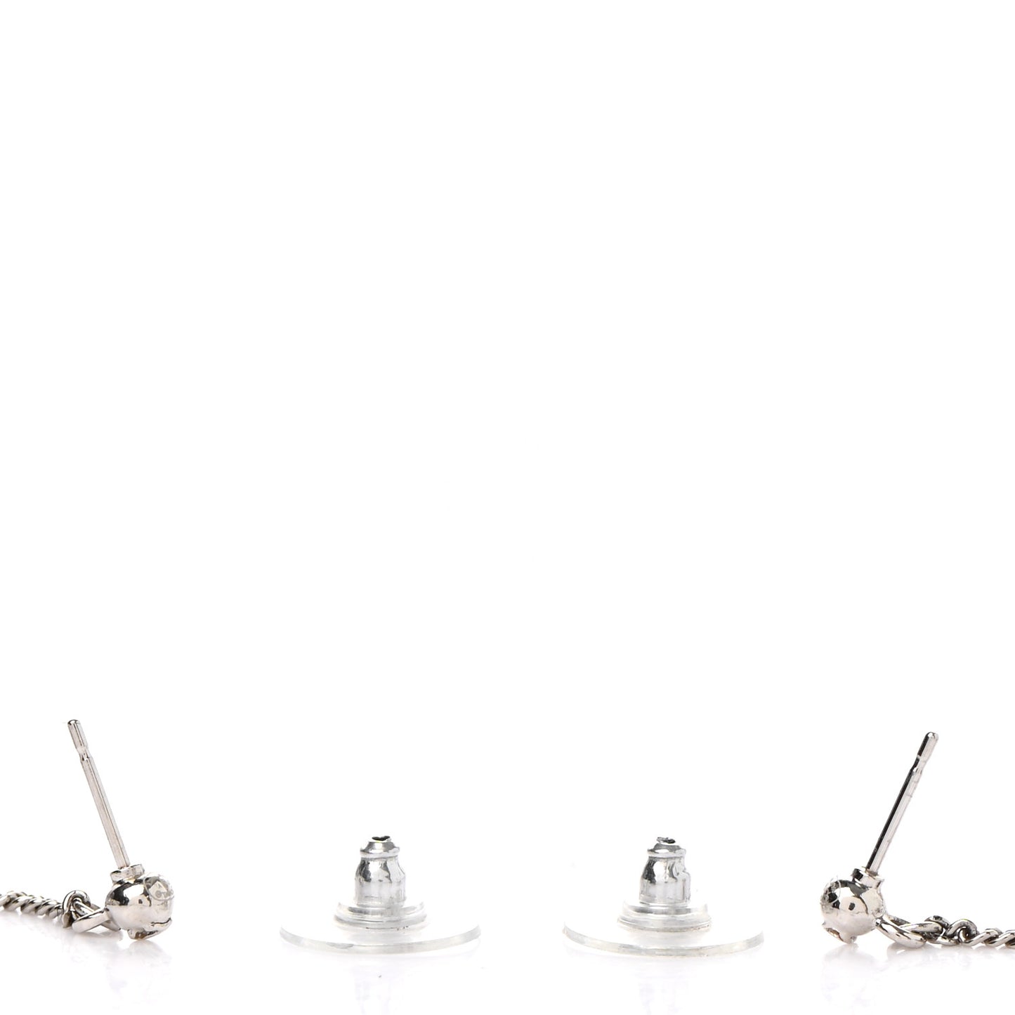 Baguette Crystal CC Drop Earrings Silver