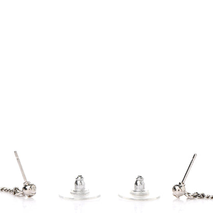 Chanel Baguette Crystal CC Drop Earrings Silver 3 of 4