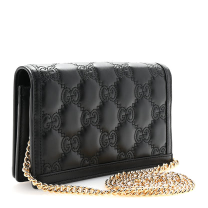 Gucci Calfskin GG Matelasse Chain Wallet Black 3 of 10