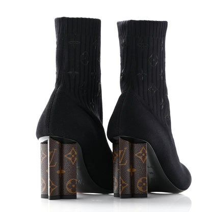 Louis Vuitton Monogram Stretch Fabric Silhouette Ankle Boots 40 Black 4 of 7