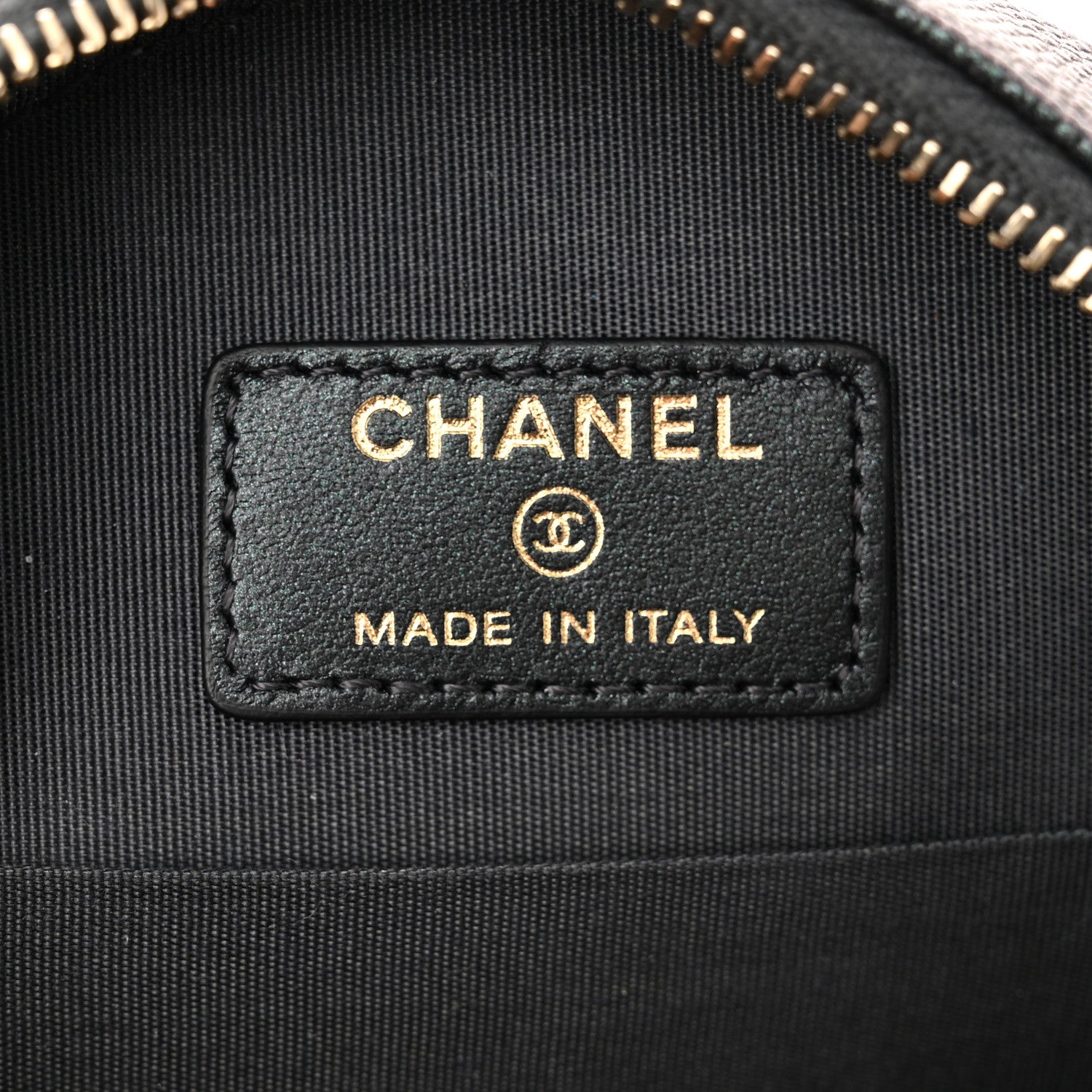 Chanel Iridescent Caviar Quilted Round Clutch With Chain Black 6 of 11