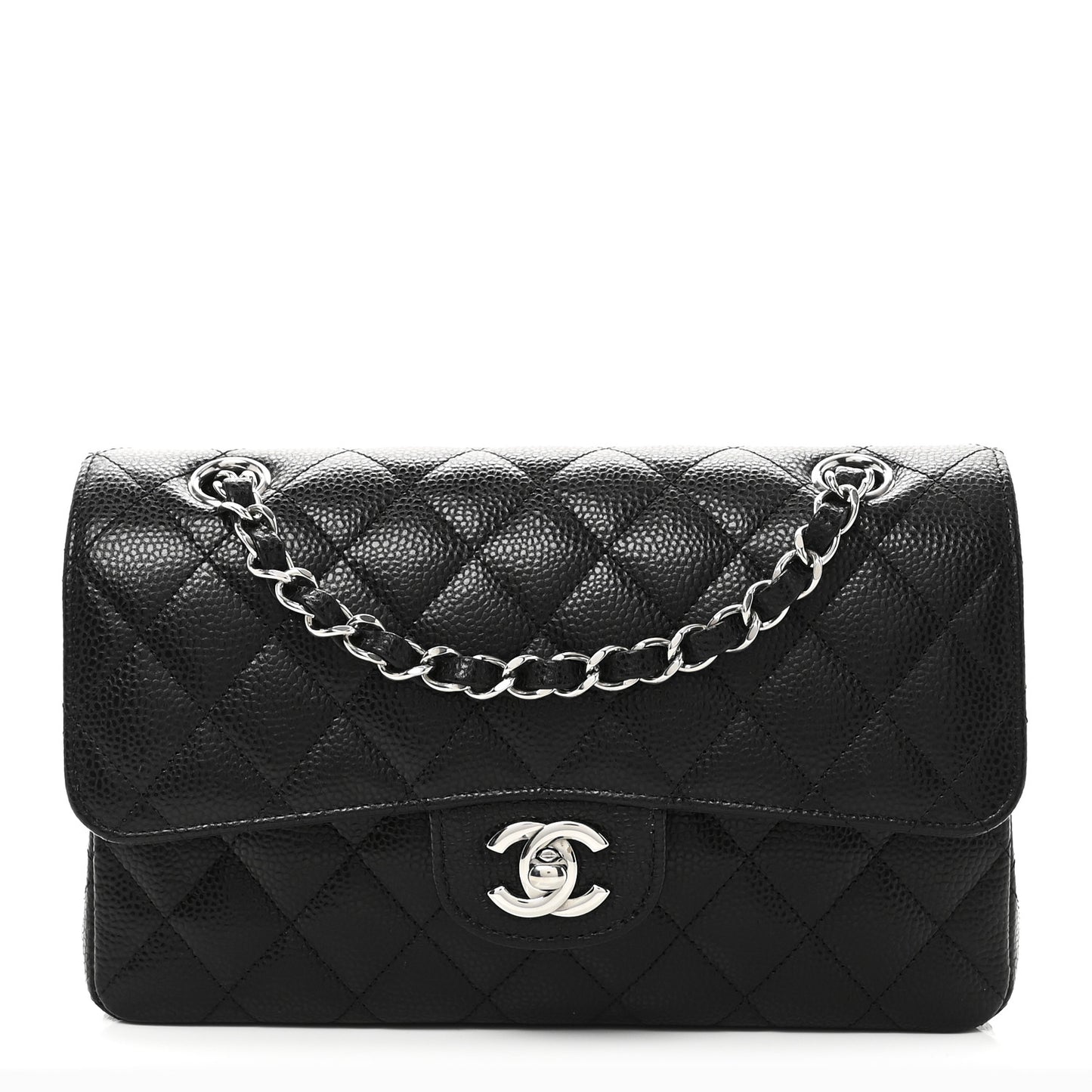 Caviar Quilted Small Double Flap Black