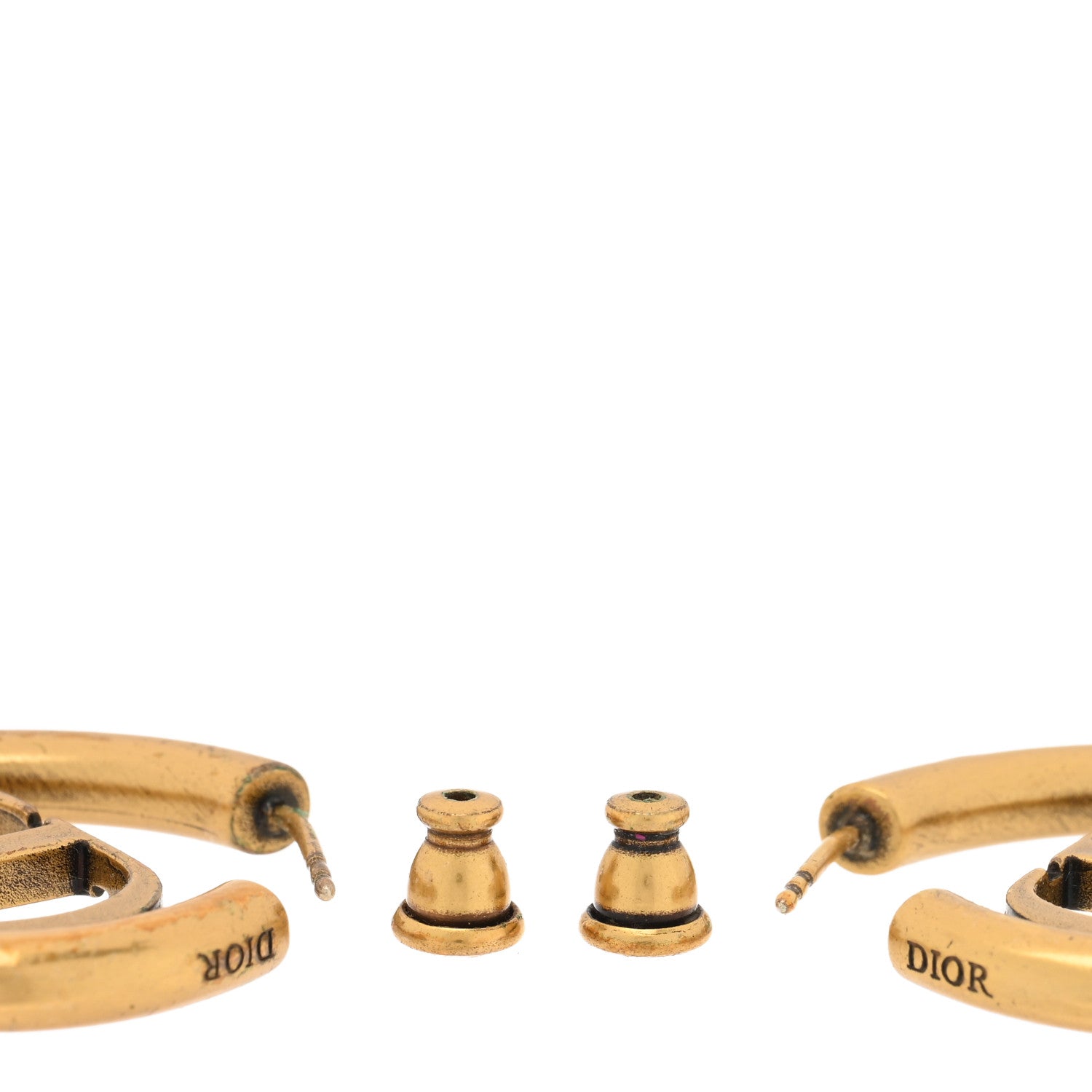 Christian Dior Metal 30 Montaigne Hoop Earrings Aged Gold 3 of 5