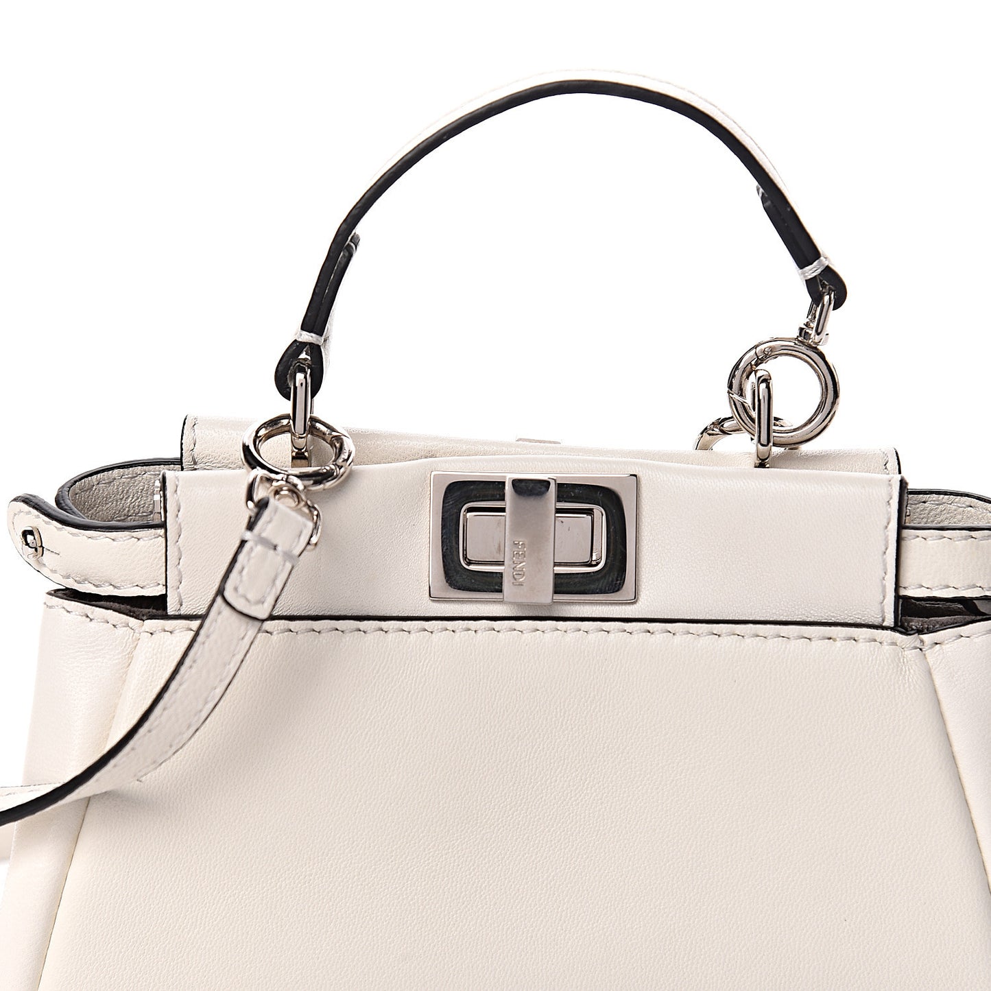 Shiny Nappa Micro Peekaboo Iconic Satchel White