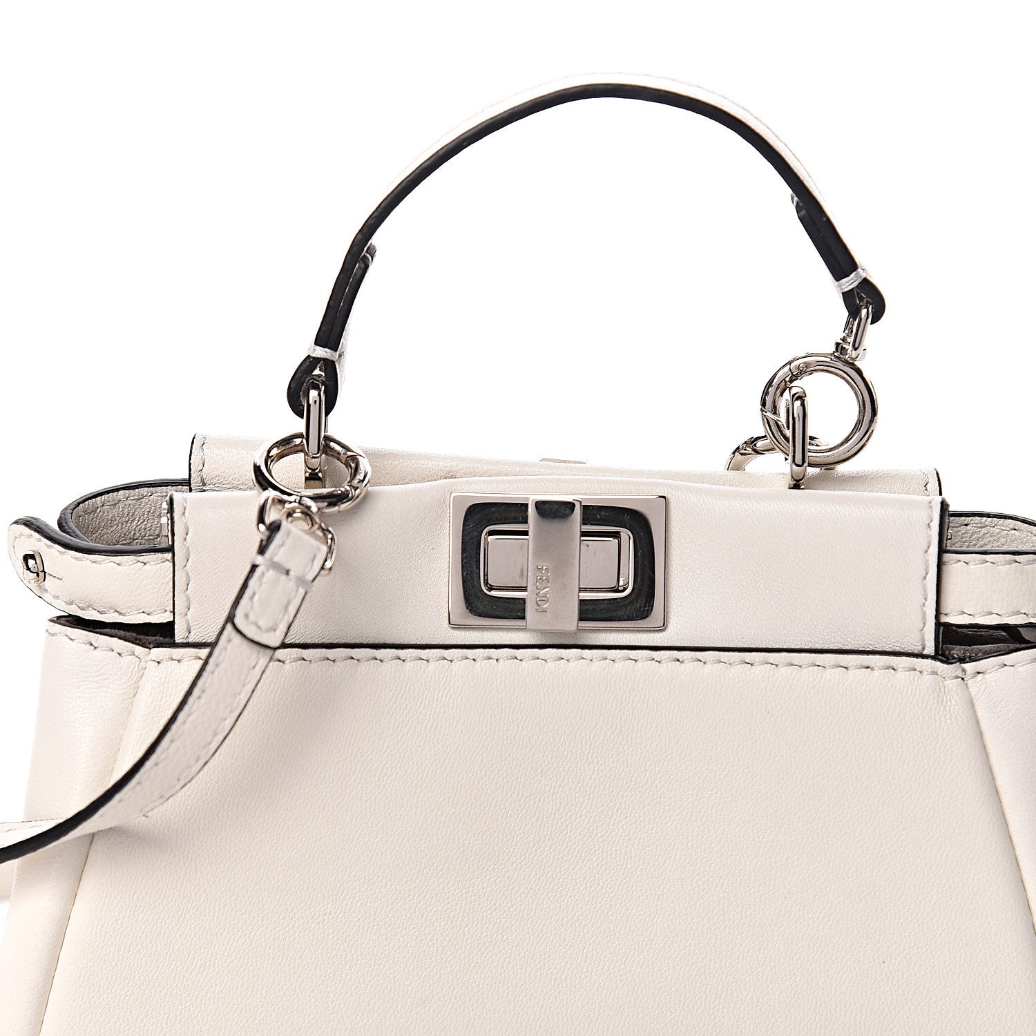 Fendi Shiny Nappa Micro Peekaboo Iconic Satchel White 10 of 10