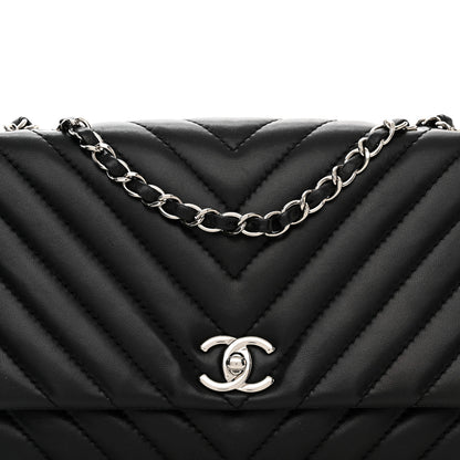 Chanel Lambskin Surpique Chevron Medium Single Flap Black 8 of 11