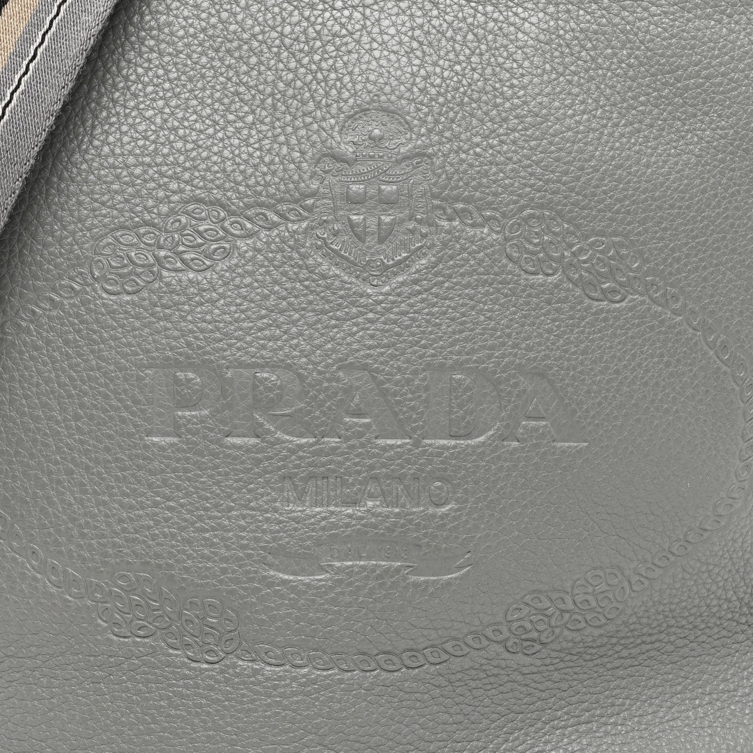 Prada Vitello Phenix Embossed Logo Hobo Argilla 7 of 9