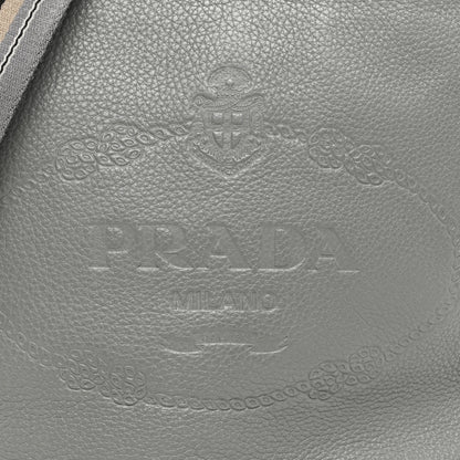 Prada Vitello Phenix Embossed Logo Hobo Argilla 7 of 9