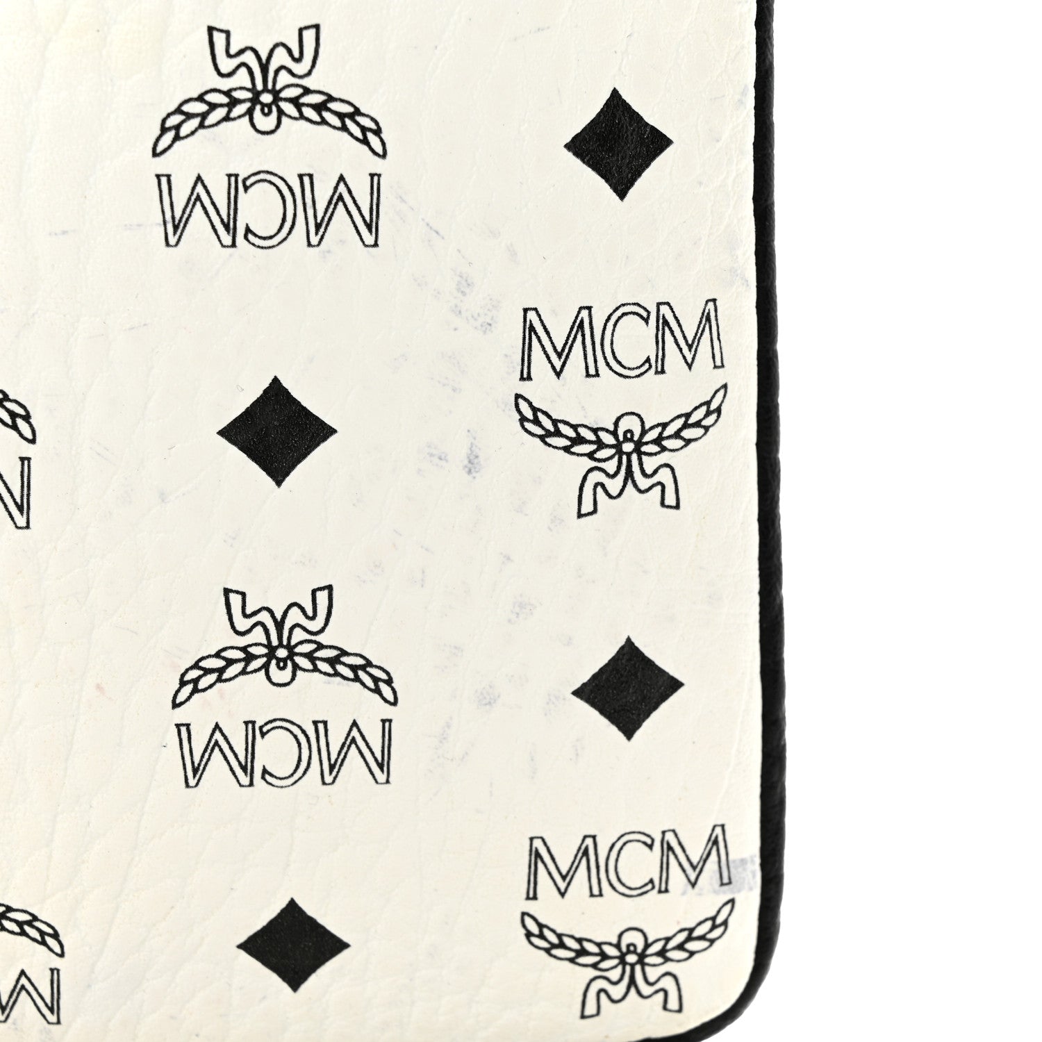 MCM Visetos Liz Shopper Tote Pouch White Black 12 of 14