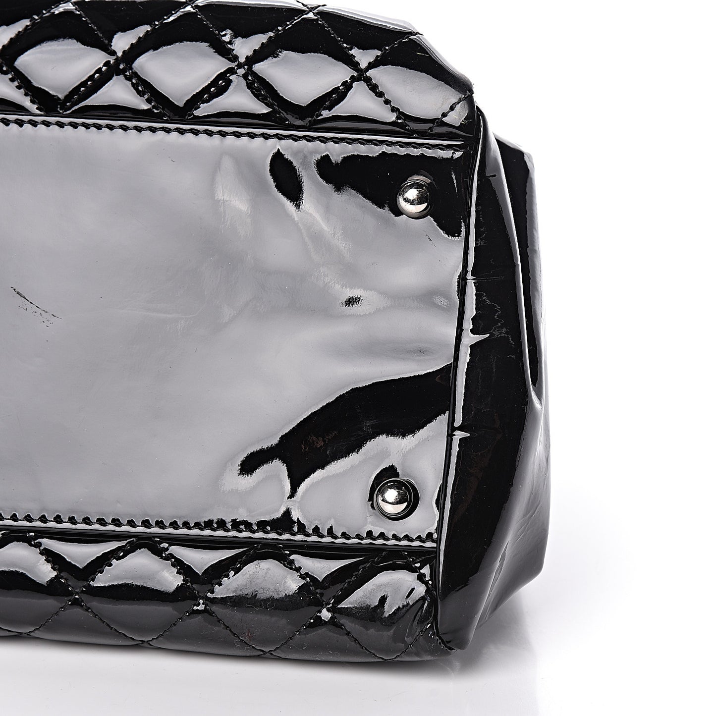 Patent Quilted Large Just Mademoiselle Bowling Bag Black