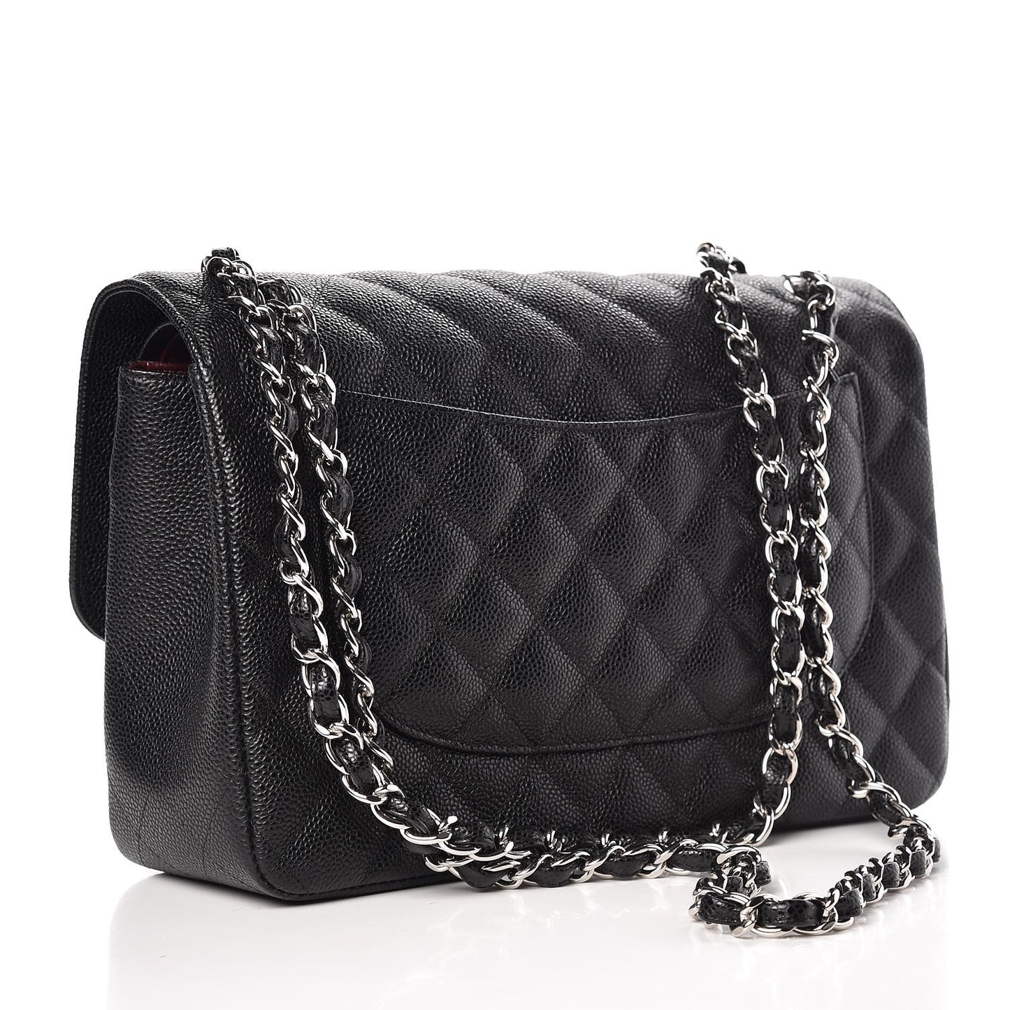 Caviar Quilted Jumbo Double Flap Black