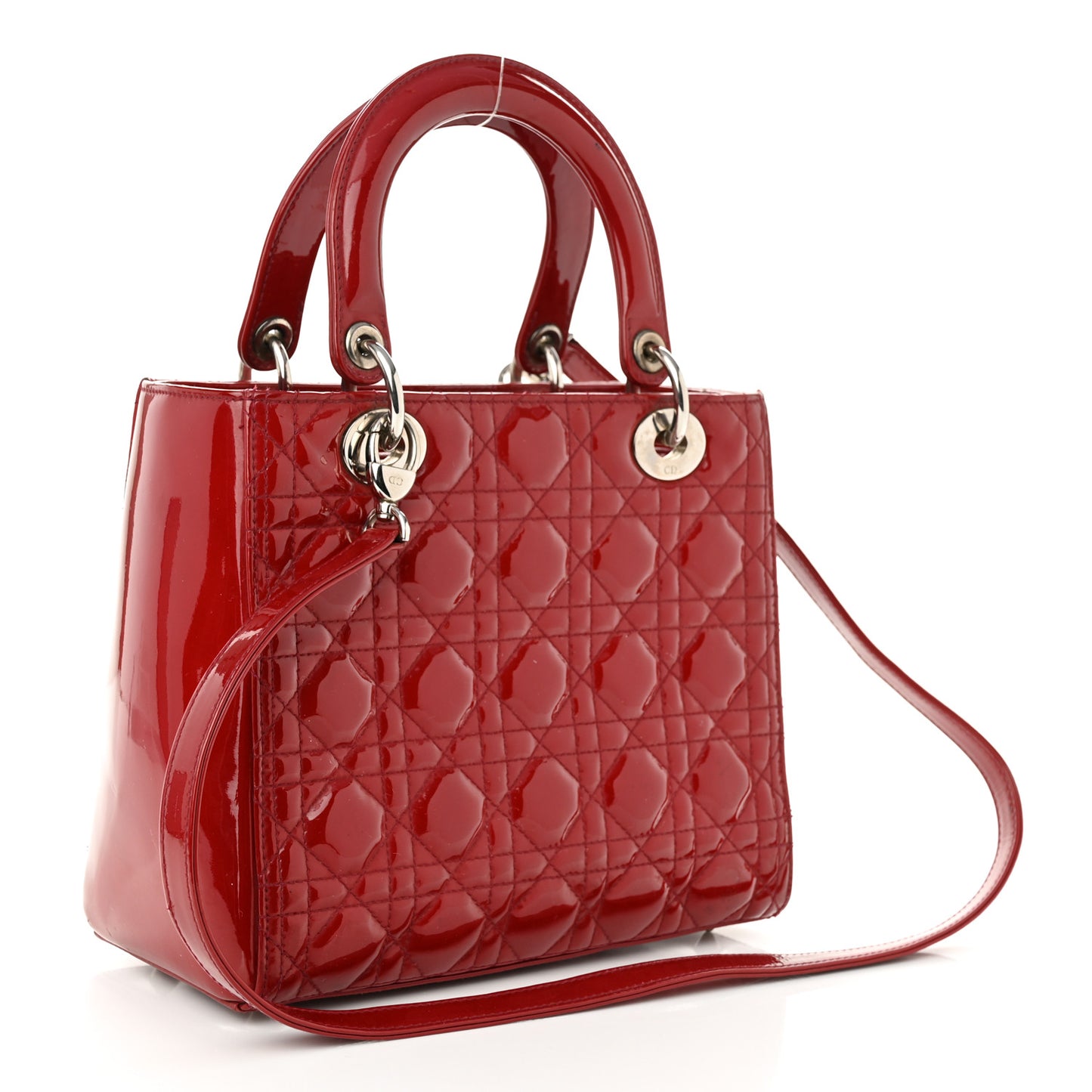 Patent Cannage Medium Lady Dior Red