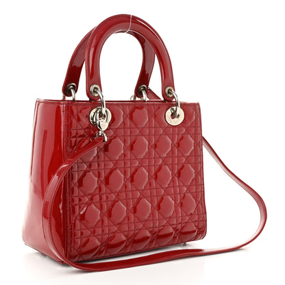 Christian Dior Patent Cannage Medium Lady Dior Red 3 of 10