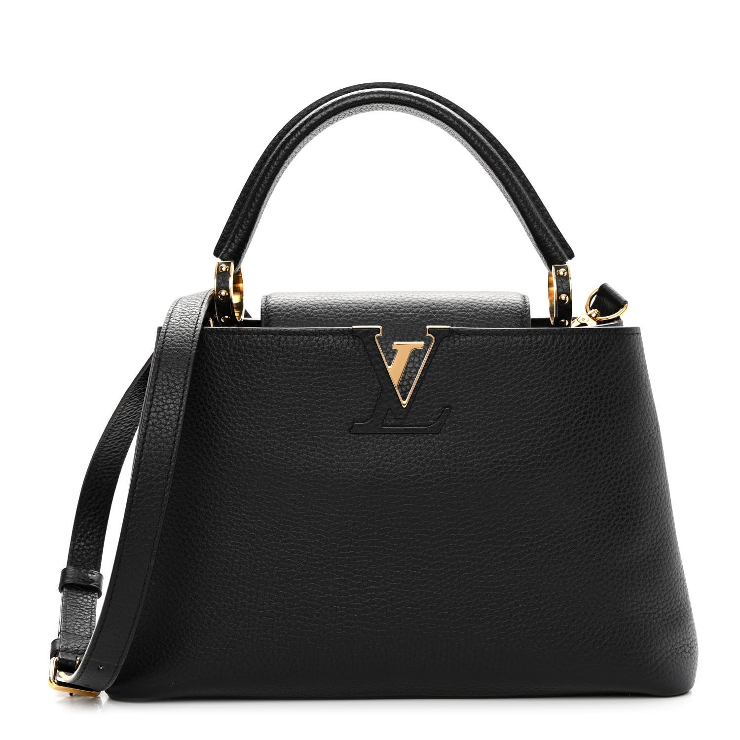 Louis Vuitton Taurillon Capucines MM Black Fuchsia 1 of 9