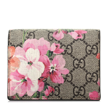 Gucci GG Supreme Monogram Blooms Card Case Wallet Beige Multicolor Dry Rose 1 of 8