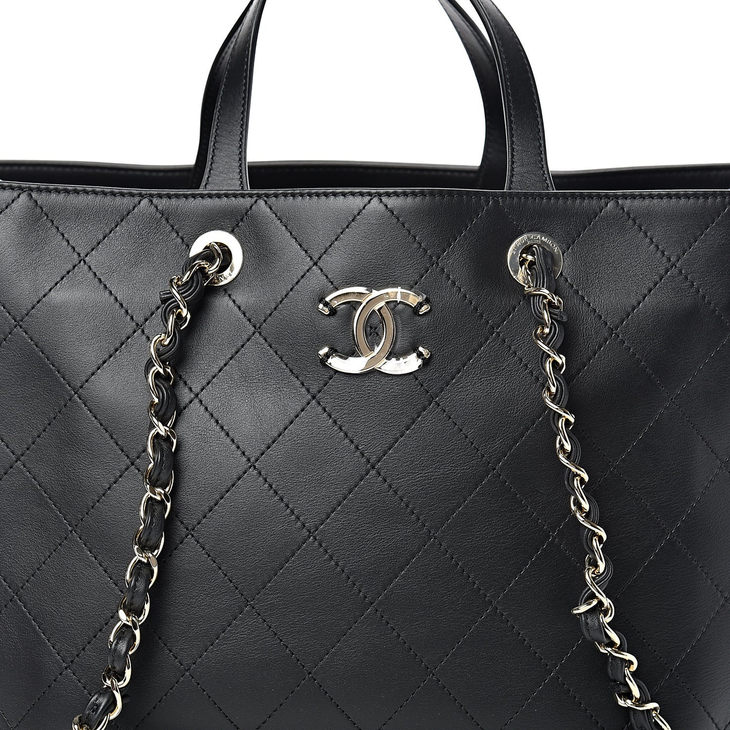 Calfskin Large Serial Shopper Tote Black