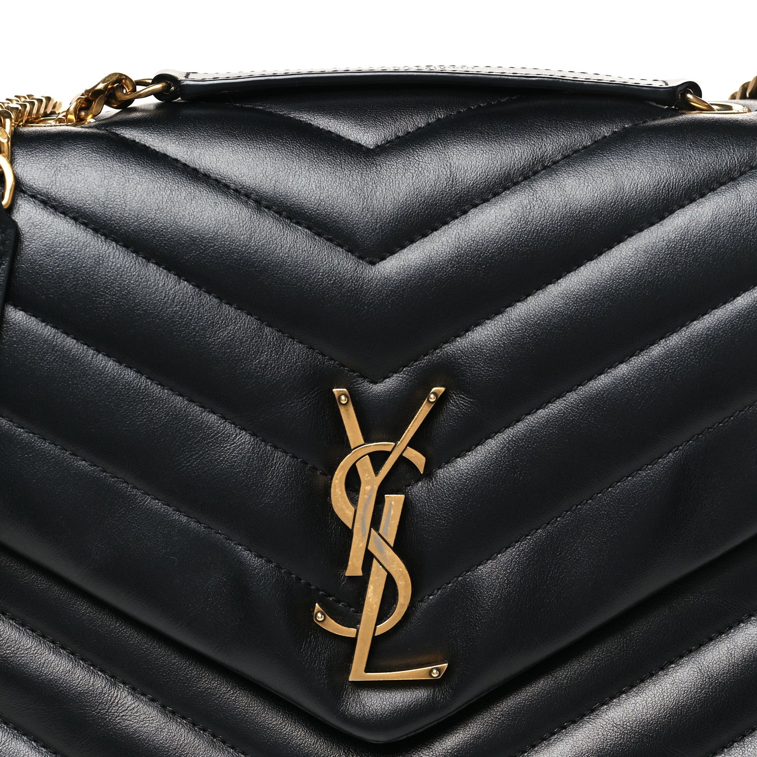 Saint Laurent Calfskin Y Quilted Monogram Medium Loulou Chain Satchel Black 7 of 9