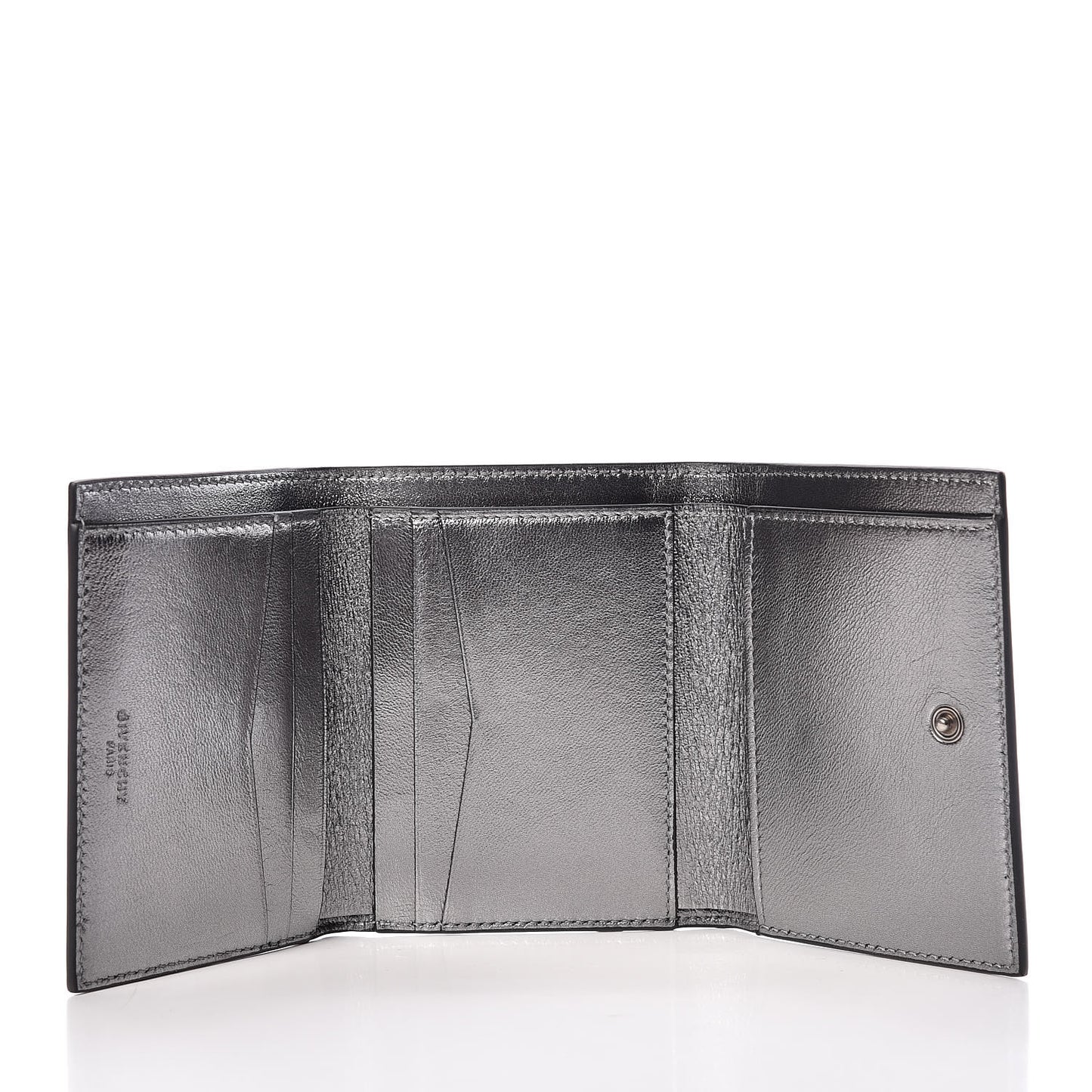 Lambskin Logo Emblem Tri-Fold Wallet Black