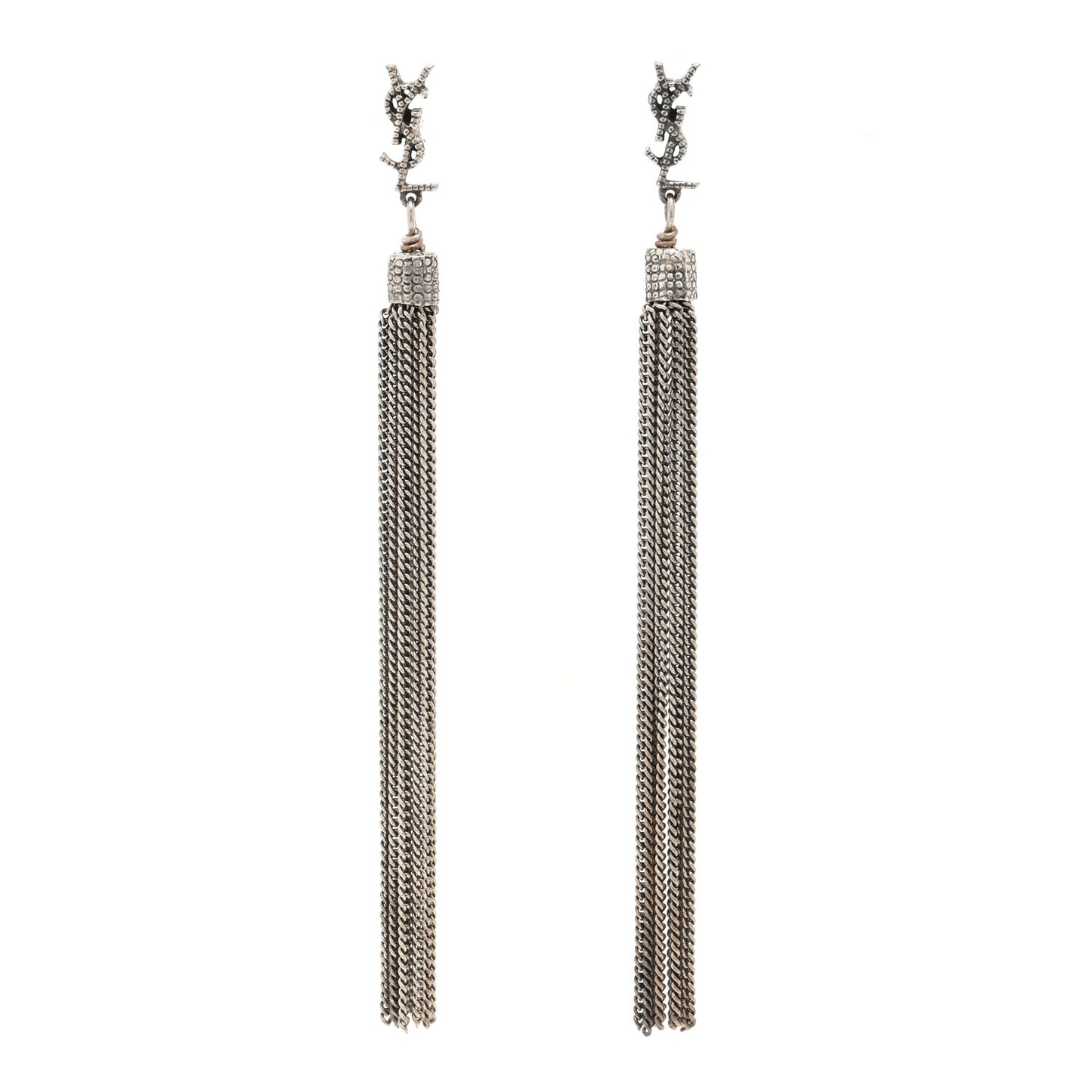 Metal Monogram Loulou Tassel Earrings Silver