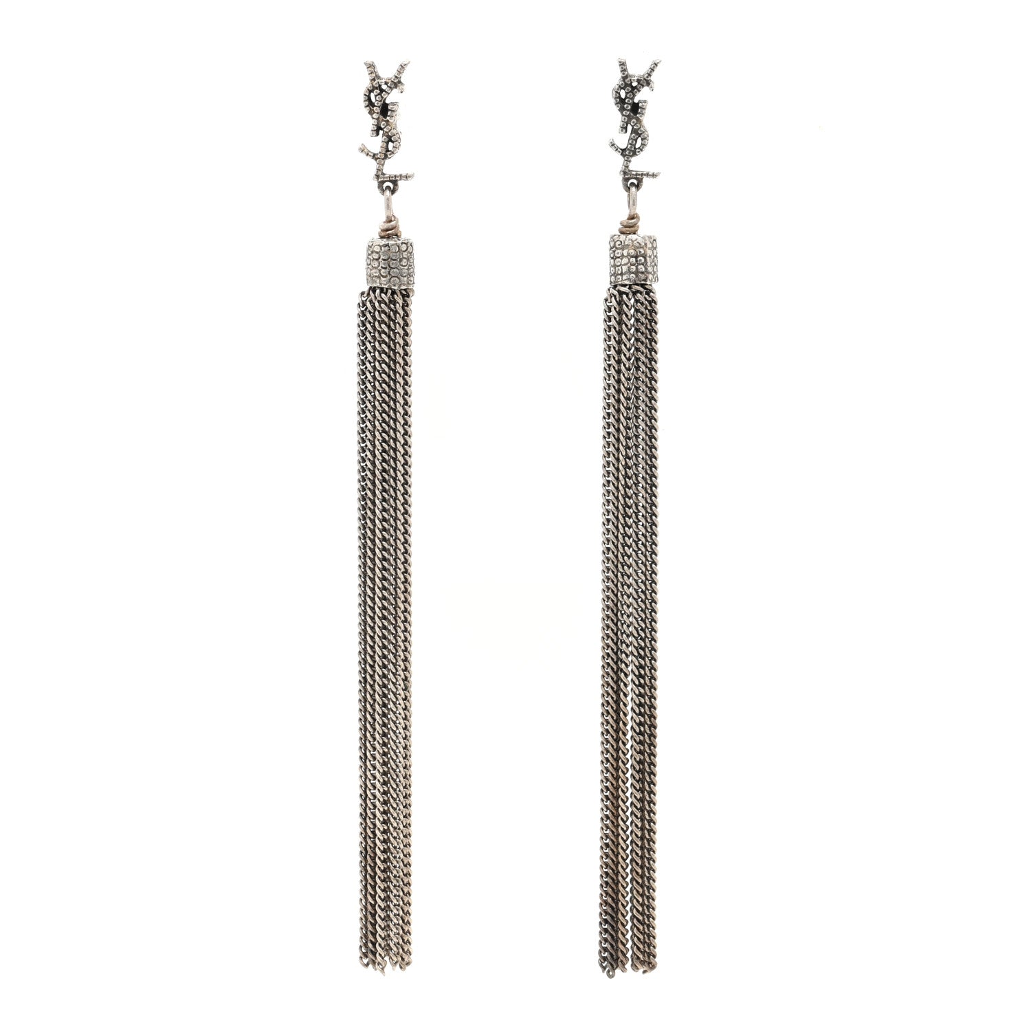 Saint Laurent Metal Monogram Loulou Tassel Earrings Silver 1 of 4