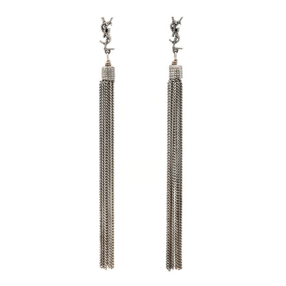 Saint Laurent Metal Monogram Loulou Tassel Earrings Silver 1 of 4