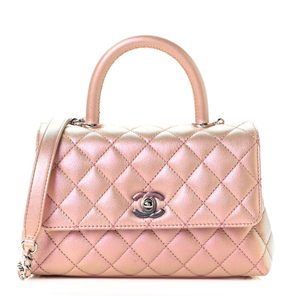 Chanel Iridescent Caviar Quilted Mini Coco Handle Flap Pink 2 of 31