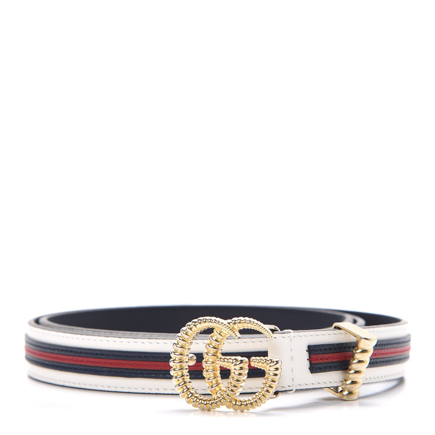 Gucci Calfskin Torchon Double G 20mm Belt 80 32 Off White Blue Red 1 of 5