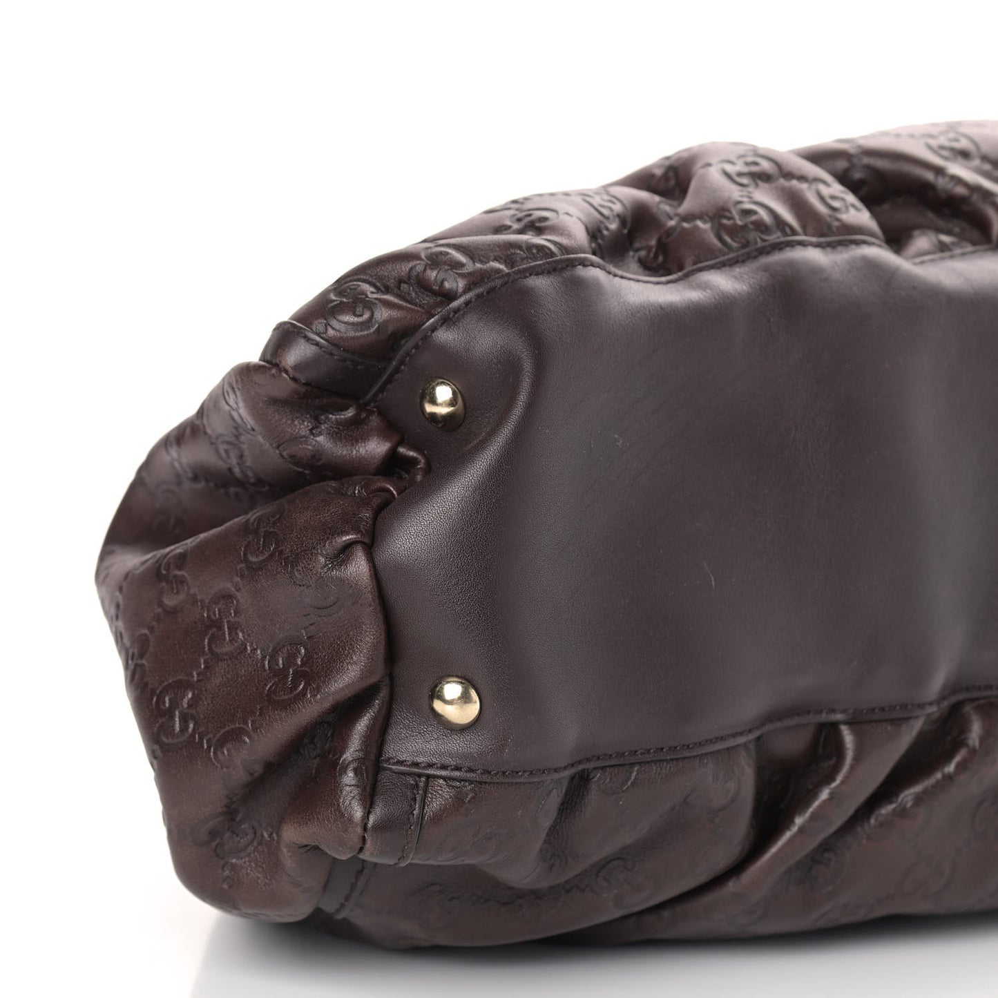 Guccissima Large D Gold Ring Shoulder Bag Chocolate