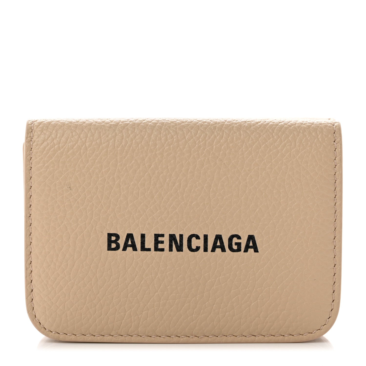 Balenciaga Grained Calfskin Logo Mini Cash Wallet Light Beige Black 1 of 8