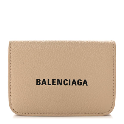 Balenciaga Grained Calfskin Logo Mini Cash Wallet Light Beige Black 1 of 8