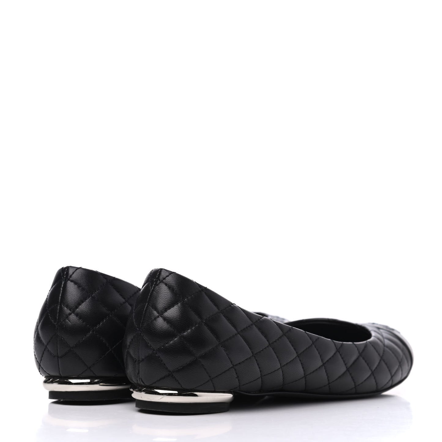 Lambskin Quilted CC Cap Toe Ballerina Flats 36.5 Black