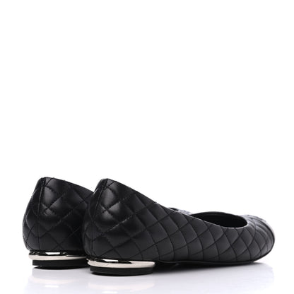 Chanel Lambskin Quilted CC Cap Toe Ballerina Flats 36.5 Black 4 of 18