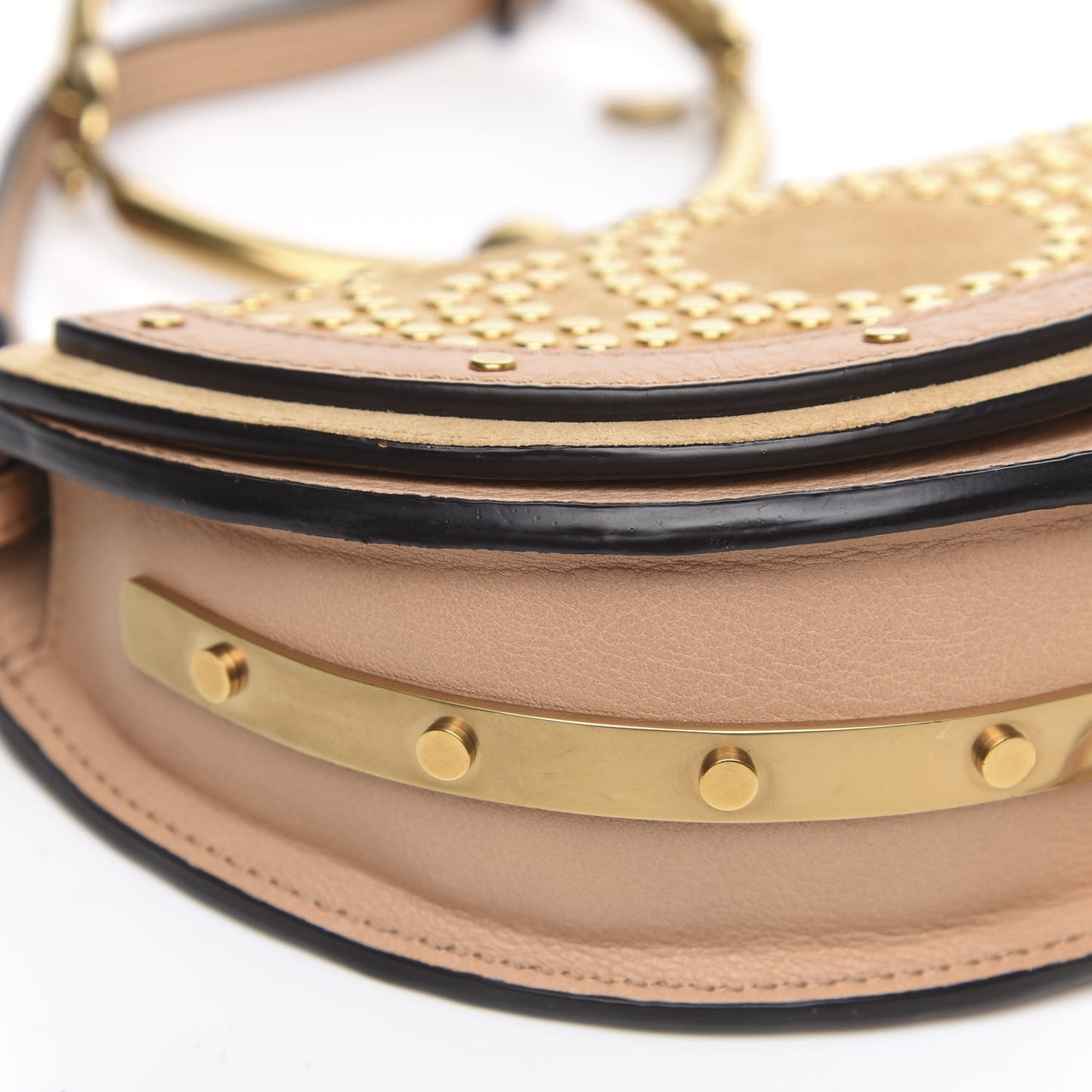 Suede Calfskin Constellation Studded Small Nile Bracelet Minaudiere Bag Blush Nude