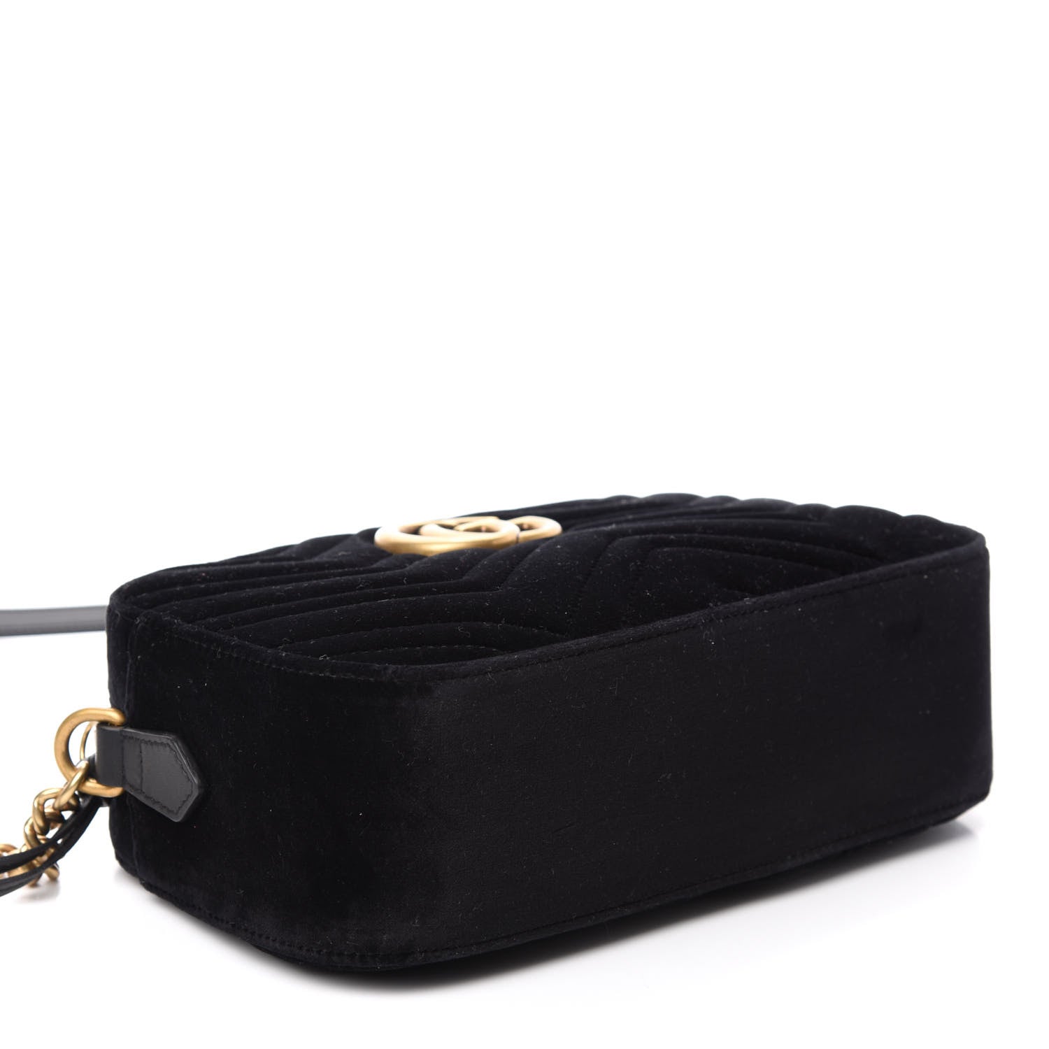 Gucci Velvet Matelasse Small GG Marmont Chain Shoulder Bag Black 4 of 10