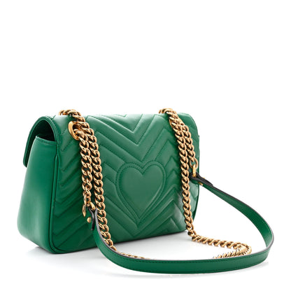 Gucci Calfskin Matelasse Small GG Marmont Shoulder Bag Emerald Green 3 of 10