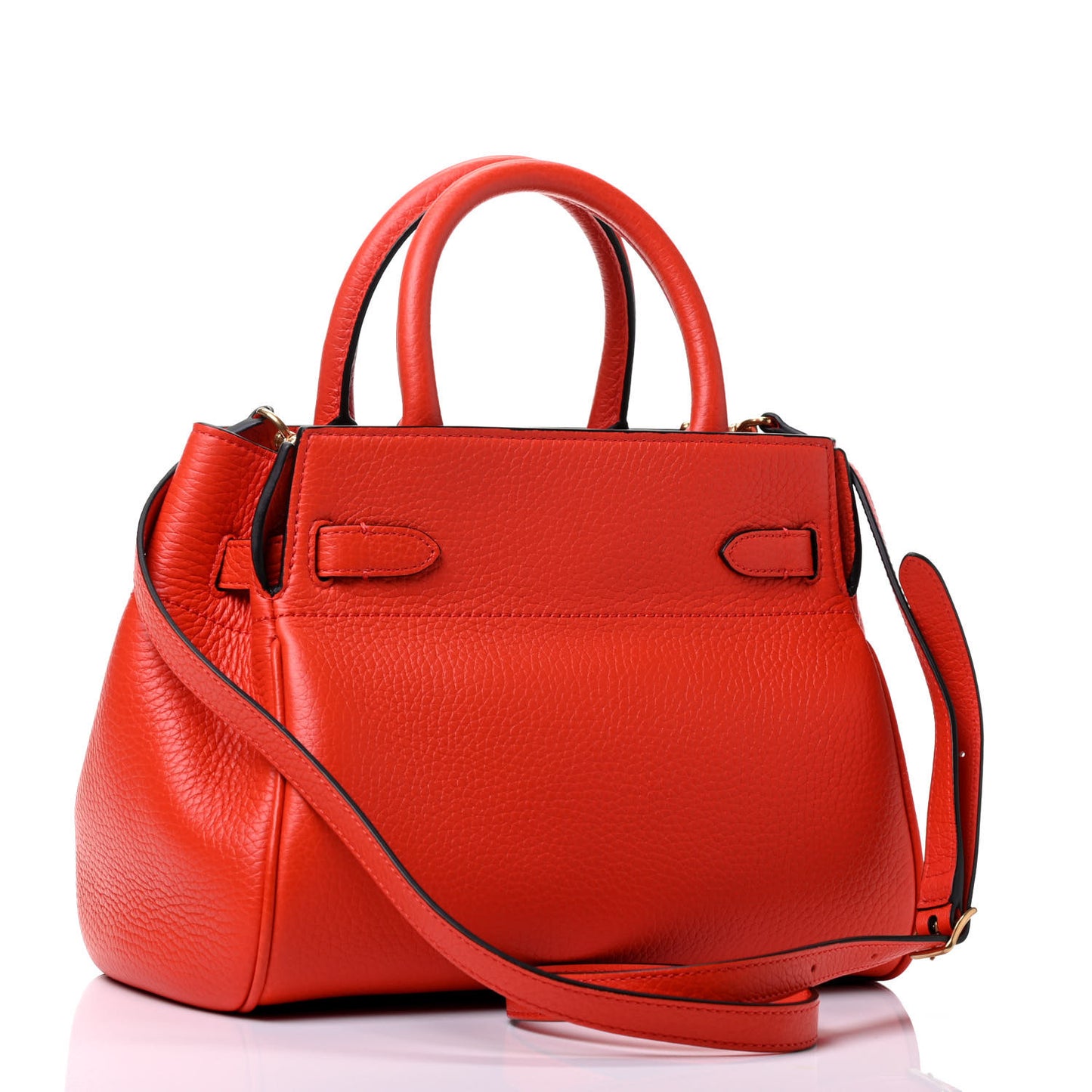 Classic Grain Calfskin Belted Bayswater Tote Orange