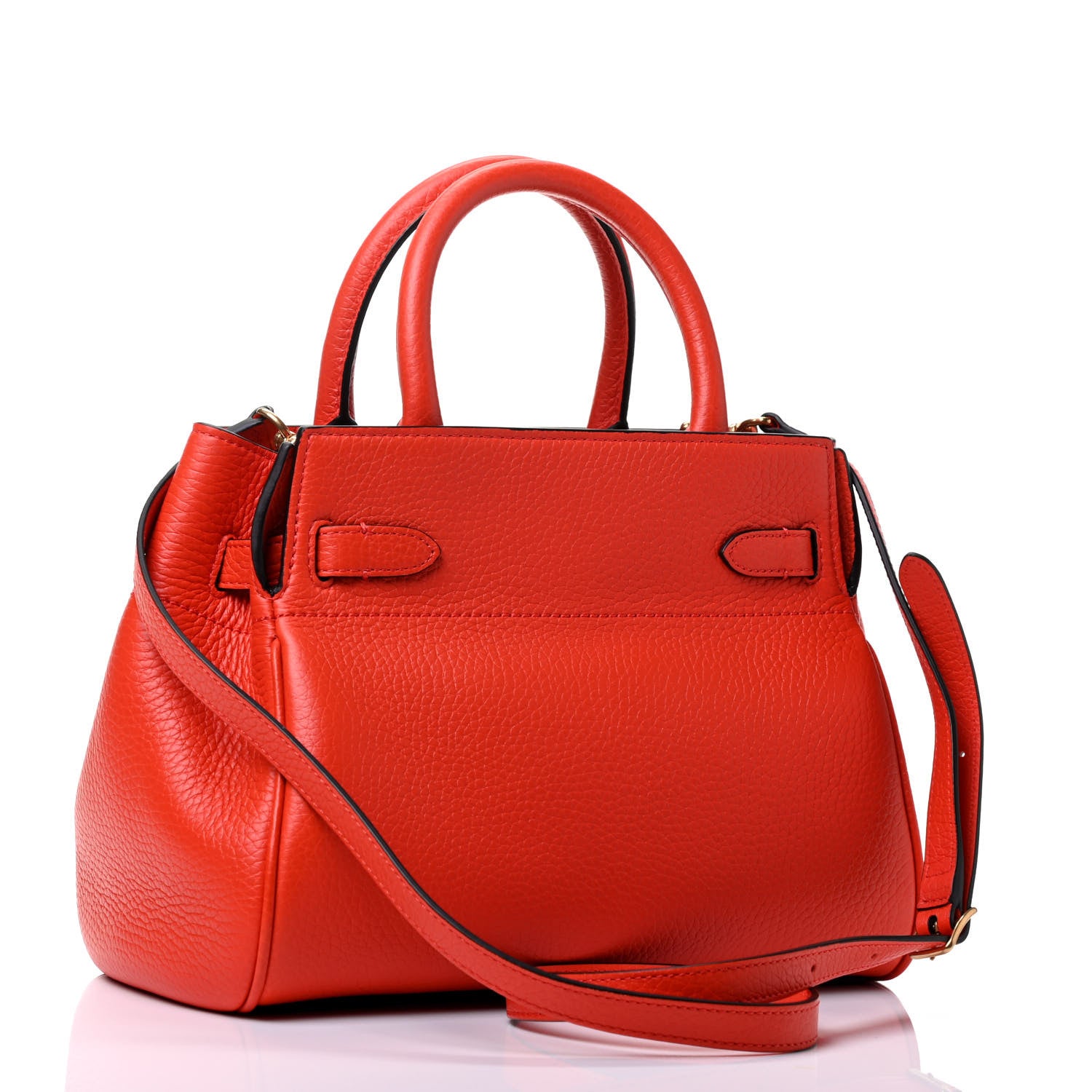 Mulberry Classic Grain Calfskin Belted Bayswater Tote Orange 2 of 4